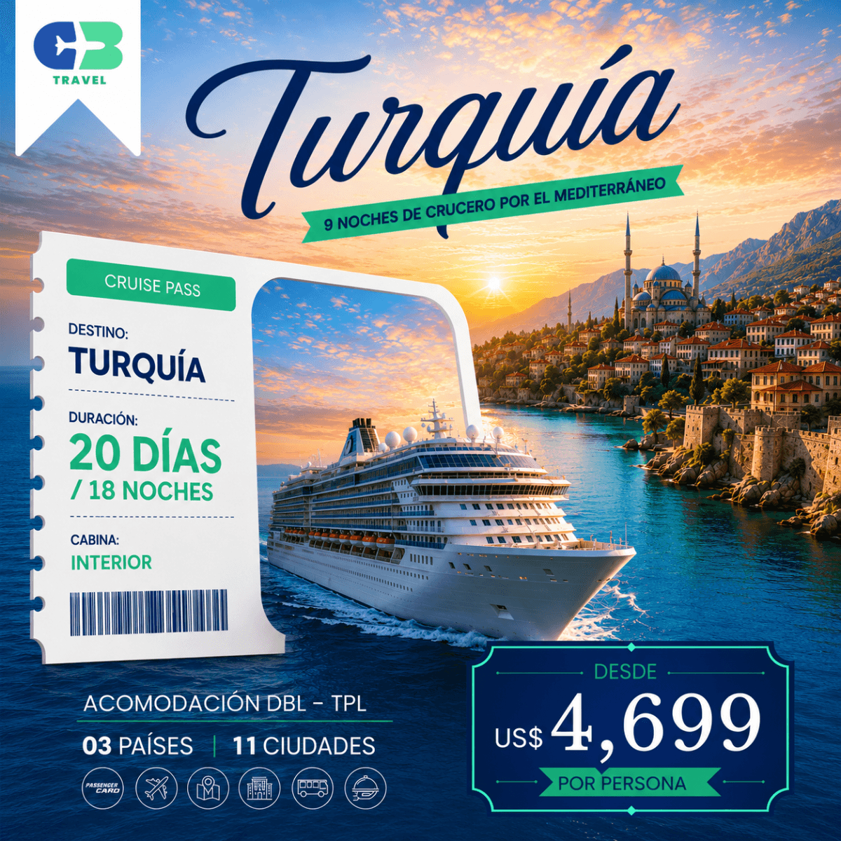 Turquía y 9 noches de crucero por el mediterráneo